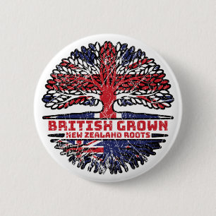 Badge Rond 5 Cm Nouvelle-Zélande Royaume-Uni British Tree Roots