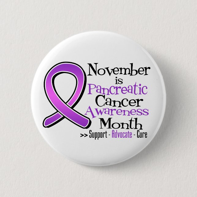 Badge Rond 5 Cm Novembre est le Mois de sensibilisation au cancer  (Devant)