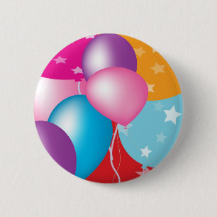 Badge Rond 5 Cm NOVINO Celeberations - Baloons, coeurs des étoile