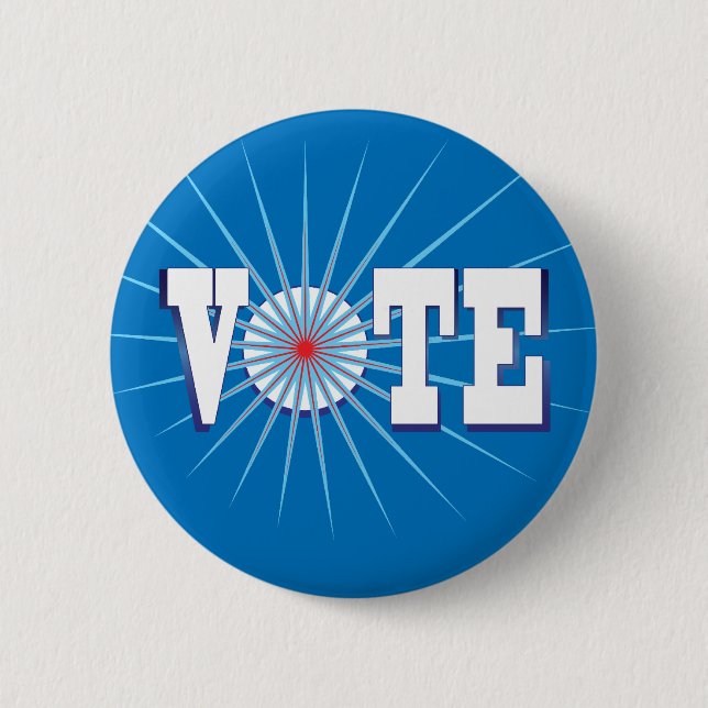 Badge Rond 5 Cm NowPower • VOTE ! Bouton, rond/bleu (Devant)