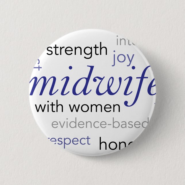 Badge Rond 5 Cm nuage de mot de sage-femme (Devant)