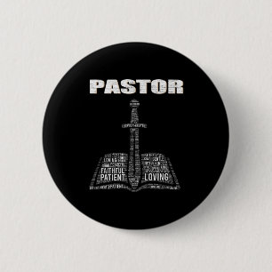 Badge Rond 5 Cm Nuage de mots du ministre chrétien Église Pasteur