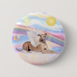 Badge Rond 5 Cm Nuages - Ange Lévrier Fauve (couché)
