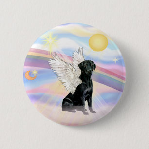 Badge Rond 5 Cm Nuages - Black Labrador Retriever Angel