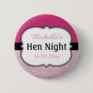 Badge Rond 5 Cm Nuit de Poule Rose Personnalisée