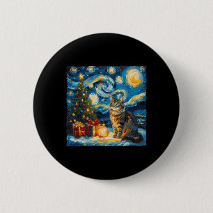 Badge Rond 5 Cm Nuit étoile Noël norvégien Forêt Art Van Go