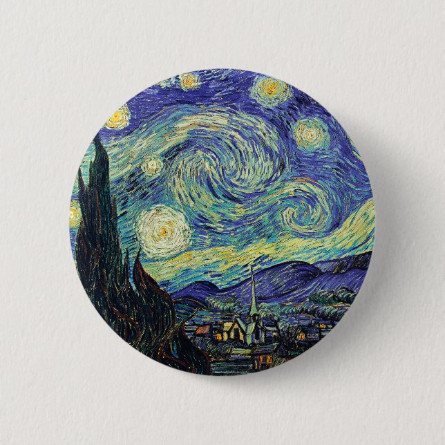 Badge Rond 5 Cm Nuit étoilée par van Gogh (Devant)