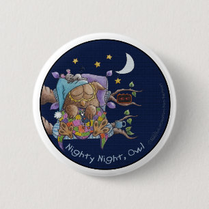 Badge Rond 5 Cm Nuit, Hibou