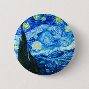 Badge Rond 5 Cm Nuit Van Gogh Starry