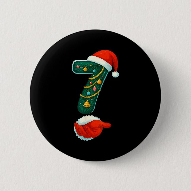 Badge Rond 5 Cm Number 7 6 Meme 67 Couple Pajamas Christmas Matchi (Devant)