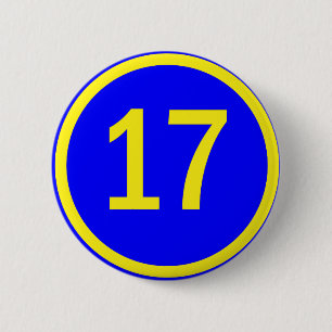 Badge Rond 5 Cm numéro 17 en cercle