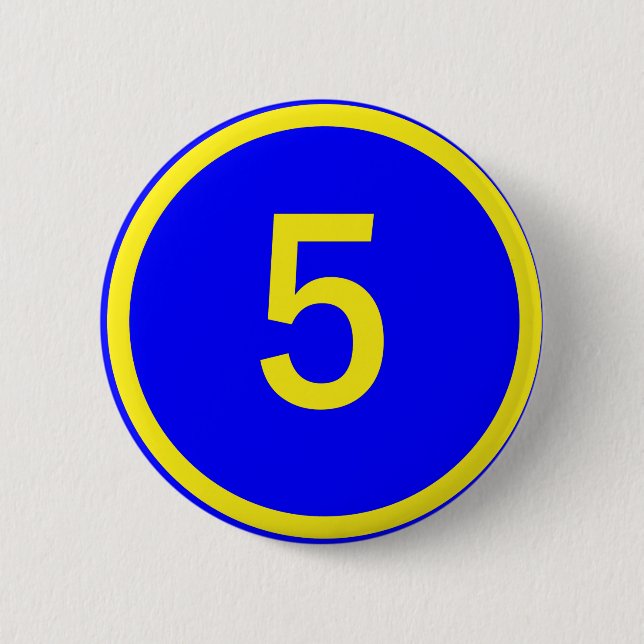 Badge Rond 5 Cm numéro 5 dans un cercle (Devant)