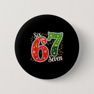 Badge Rond 5 Cm Numéro 67 Drôle Six Sept 6 7 Mème Lumière de Noël