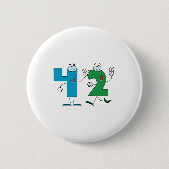 Badge Rond 5 Cm Numéro heureux 42 (Devant)