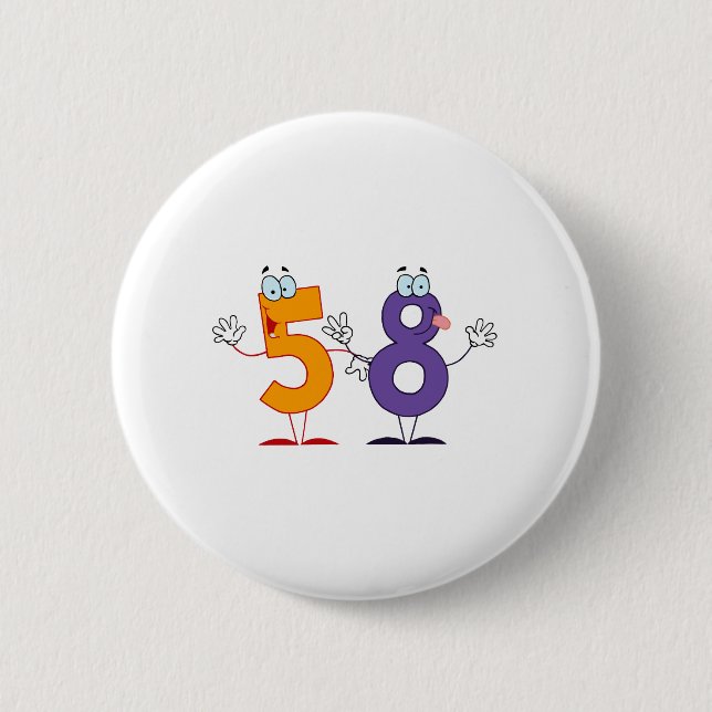 Badge Rond 5 Cm Numéro heureux 58 (Devant)