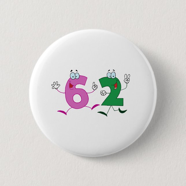 Badge Rond 5 Cm Numéro heureux 62 (Devant)
