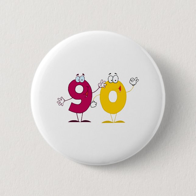 Badge Rond 5 Cm Numéro heureux 90 (Devant)