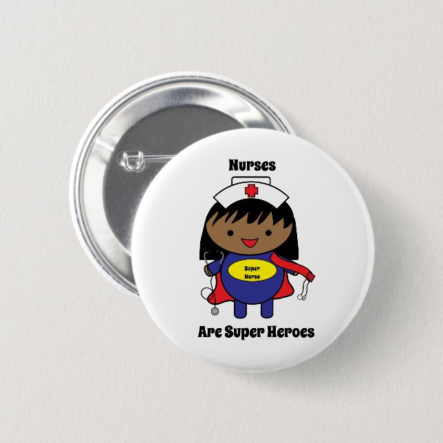 Badge Rond 5 Cm Nurse African American Super Hero Personnaliser (Devant & derrière)