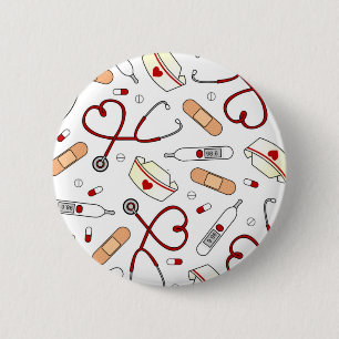 Badge Rond 5 Cm Nurse Love Print White Background