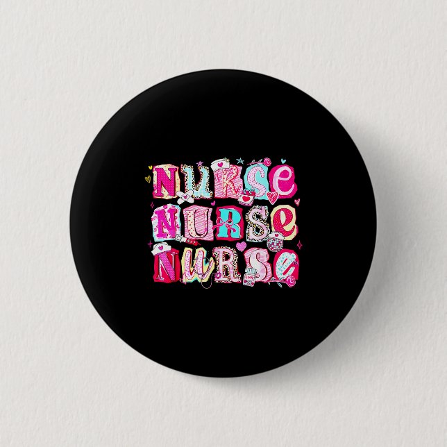 Badge Rond 5 Cm Nurse Valentines Stethoscope Valentine Nursing Gir (Devant)