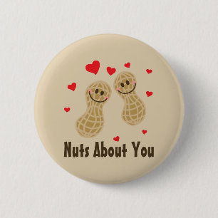 Badge Rond 5 Cm Nuts Sur Vous Cute Peanuts Alimentation Pun Humour