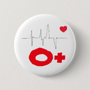 Badge Rond 5 Cm O+ Bouton génial de fréquence cardiaque de group
