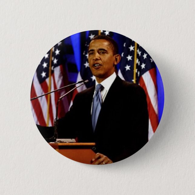 Badge Rond 5 Cm Obama-avec des drapeaux (Devant)