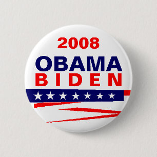 BADGE ROND 5 CM OBAMA-BIDEN, 2008