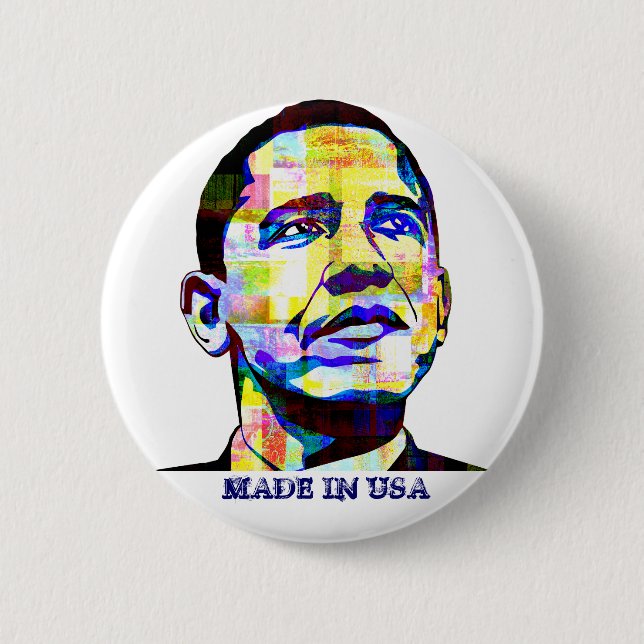 Badge Rond 5 Cm Obama - Bouton Fabriqué aux États-Unis (Devant)