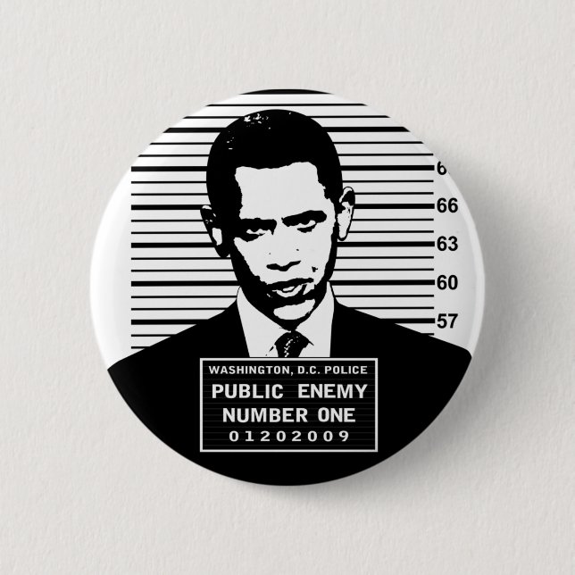 Badge Rond 5 Cm Obama - ennemi public numéro un (Devant)