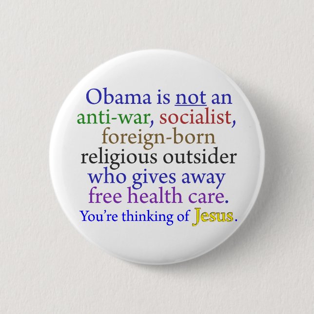 Badge Rond 5 Cm Obama et Jésus (Devant)