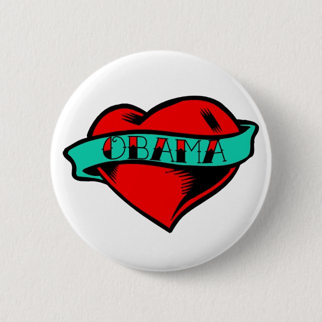 Badge Rond 5 Cm Obama Heart Tattoo (Devant)