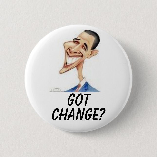 Badge Rond 5 Cm Obama, OBTENU, CHANGEMENT ? (Devant)