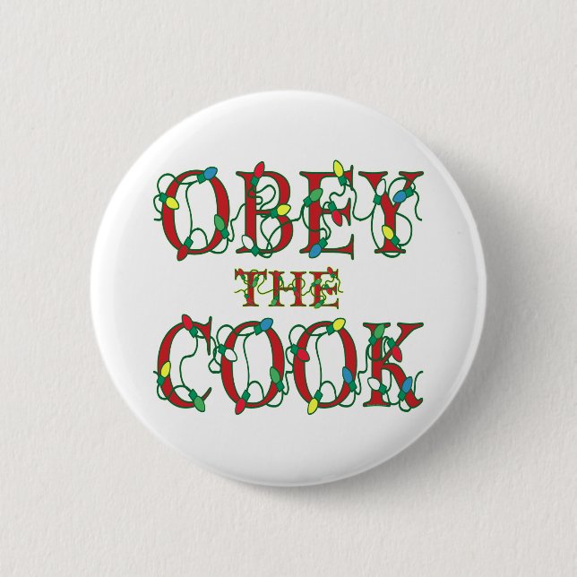 Badge Rond 5 Cm Obey Cook dit les lumières des fêtes (Devant)