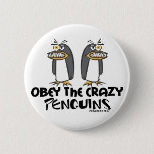 Badge Rond 5 Cm Obey The Crazy Penguins Buttons