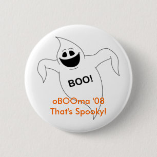 Badge Rond 5 Cm oBOOma '08 qui est éffrayant ! Bouton