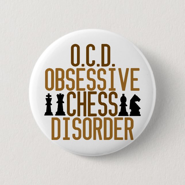 Badge Rond 5 Cm Obsédée par les échecs (Devant)