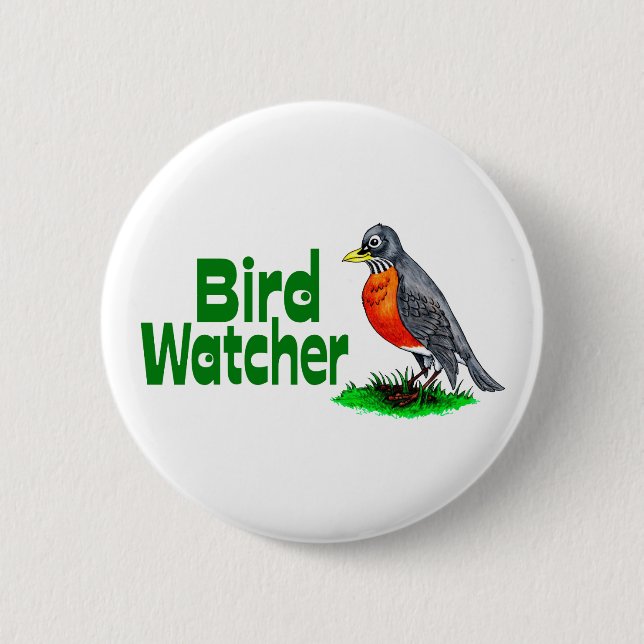 Badge Rond 5 Cm Observateur d'oiseau (Devant)