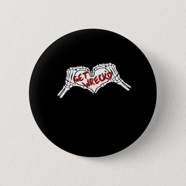 Badge Rond 5 Cm Obtenir épave Squelette Main Heart Classic (Devant)