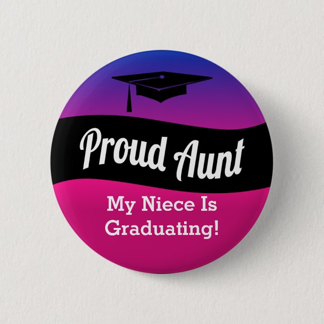 Badge Rond 5 Cm Obtention du diplôme - tante fière (Devant)