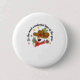 Badge Rond 5 Cm Occidental C'Est Le Plus Merveilleux Cowboy Snowma