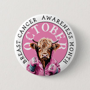 Badge Rond 5 Cm Octobre est la sensibilisation au cancer du sein r