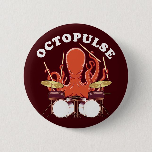 Badge Rond 5 Cm Octopulse | Batteur Octopus (Devant)