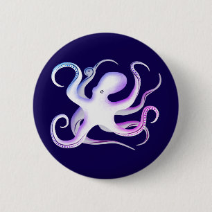 Badge Rond 5 Cm Octopus blanc simple