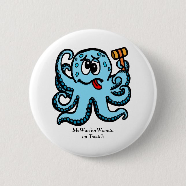 Badge Rond 5 Cm Octopus Bonk, MeWarriorWoman sur Twitch (Devant)