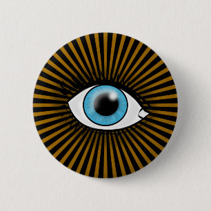 Badge Rond 5 Cm Œil Bleu Solaire