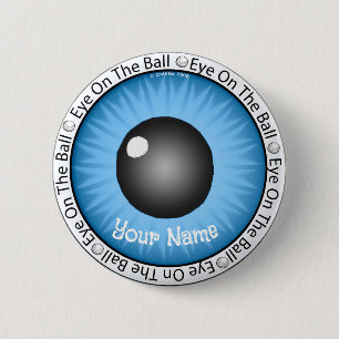 Badge Rond 5 Cm Oeil Bleu Sur Boule Golfeur