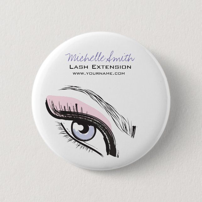 Badge Rond 5 Cm Oeil long cils Lash icône d'extension (Devant)