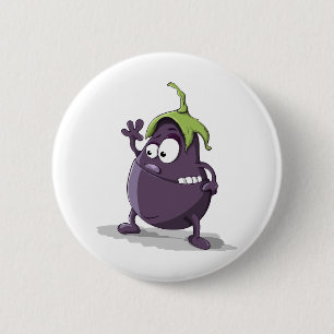 Badge Rond 5 Cm Oeil végétal pourpre d'aubergine