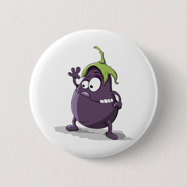 Badge Rond 5 Cm Oeil végétal pourpre d'aubergine (Devant)
